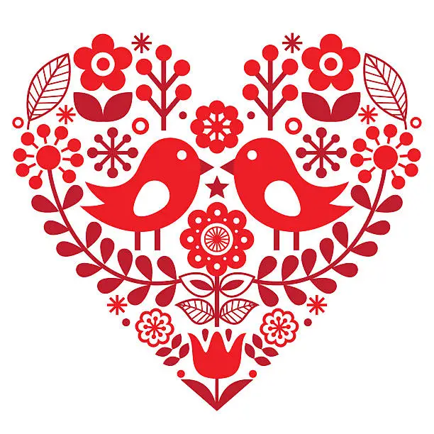 Vector illustration of Valentine's Day folk pattern - Finnish inspired