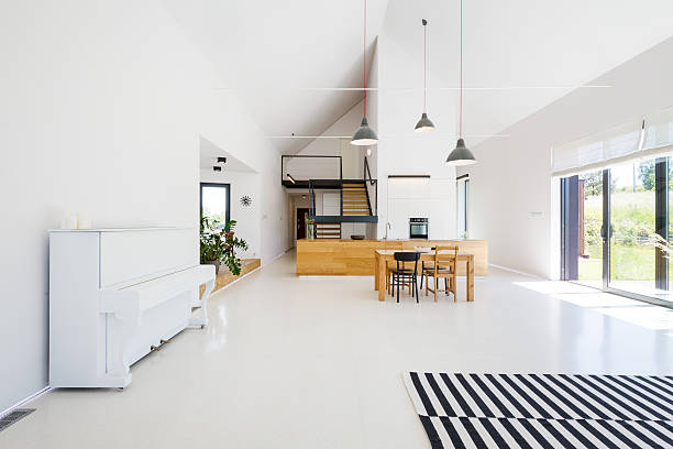 istock Spacious scandynavian living room 626808476