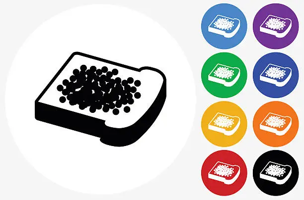 Vector illustration of Caviar Icon on Flat Color Circle Buttons