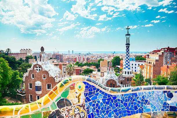 istock Panoramic view of Park Guell in Barcelona, Spain 626809744