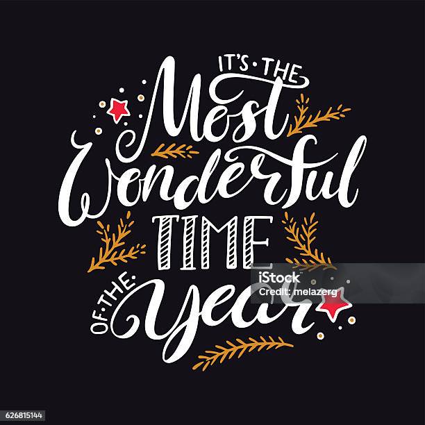 The Most Wonderful Time Of The Year Stock Illustration - Download Image Now - Christmas, Text, Time