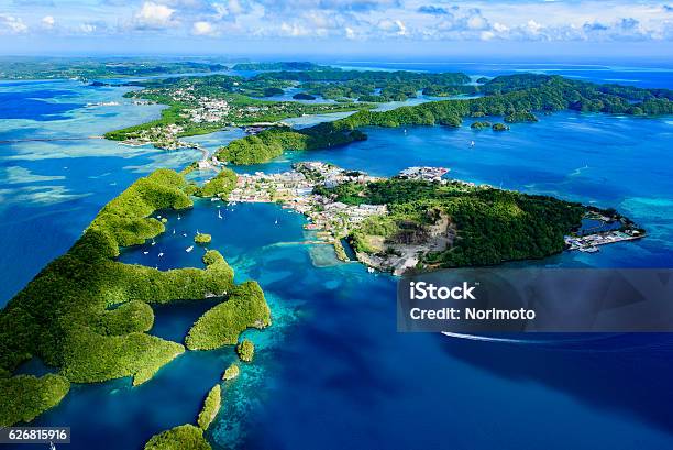 Full View Of Palau Malakal Island And Koror Stock Photo - Download Image Now - Palau, Micronesia, Oceania