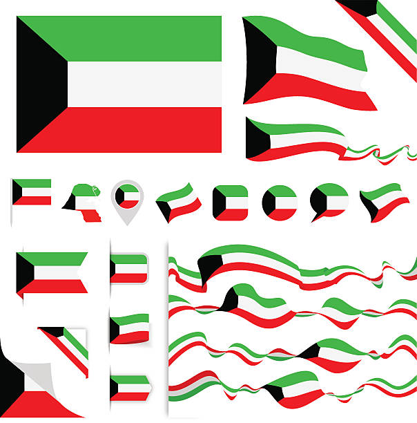 Kuwait Flag Set vector art illustration