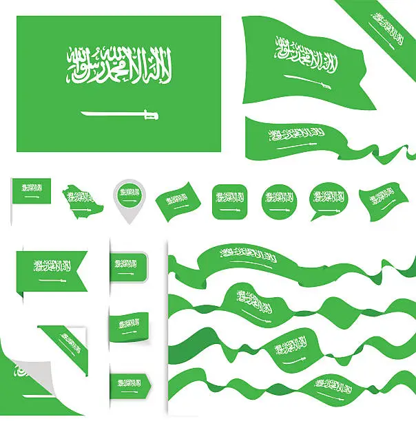 Vector illustration of Saudi Arabia Flag Set