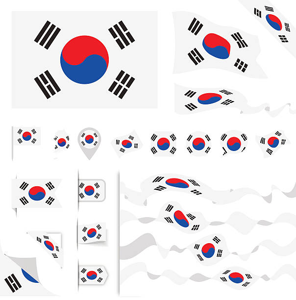 韓国国旗セット - 韓国の国旗点のイラスト素材／クリップアート素材／マンガ素材／アイコン素材