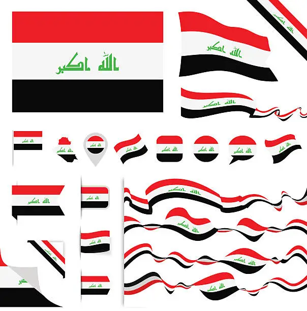 Vector illustration of Iraq Flag Set