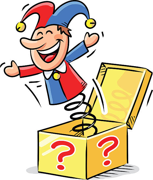 ilustraciones, imágenes clip art, dibujos animados e iconos de stock de jack en la caja - adivinanzas de risa