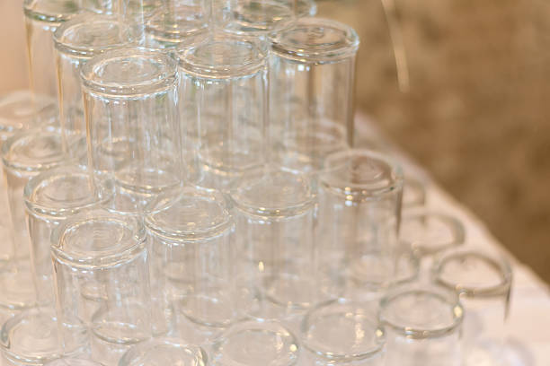 lot of empty glass for celebration event dinner,selective focus.