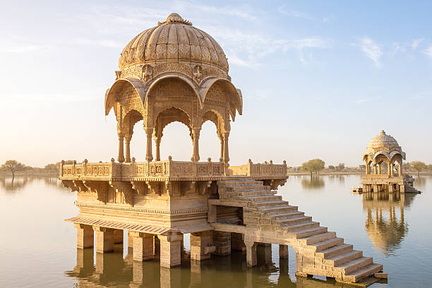 istock Gadi Sagar - artificial lake view through arch 626824434
