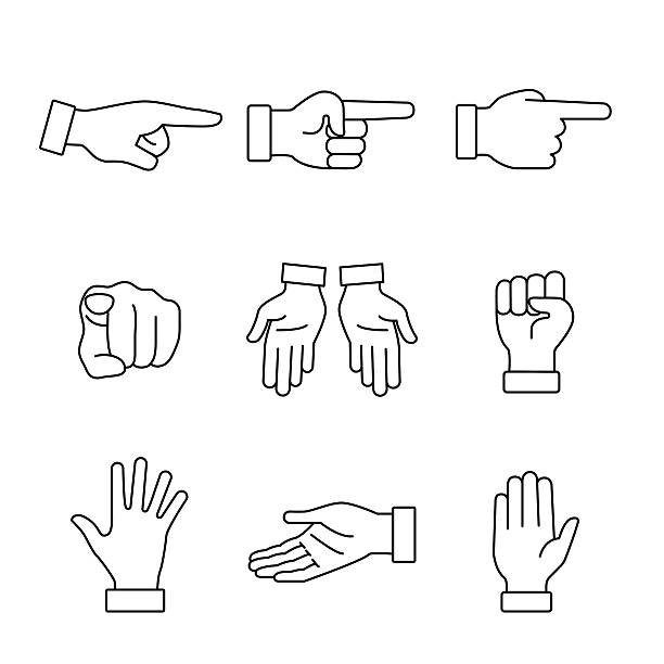 ilustraciones, imágenes clip art, dibujos animados e iconos de stock de gestos de la mano signos establecidos - human finger