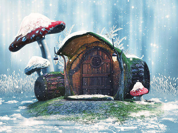 istock Winter cottage and mushrooms 626829410