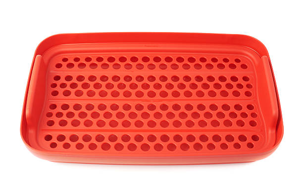 istock Red plastic food container isolated over the white background 626829468