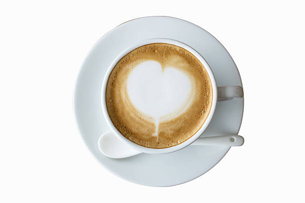 istock Top view coffee latte art on white background isolated. 626830936