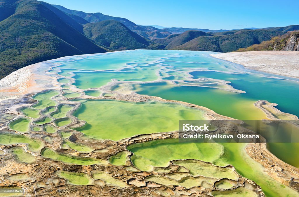 Hierve el Agua in the Central Valleys of Oaxaca. Mexico Hierve el Agua, thermal spring in the Central Valleys of Oaxaca, Mexico Oaxaca City Stock Photo