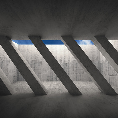 Side Column Diagonal 3d Concrete Interior Diagonal Columns Stock Photo - Download Image Now ...