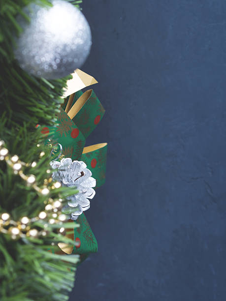 istock Dark Christmas festive background with baubles. Vertical 626838034