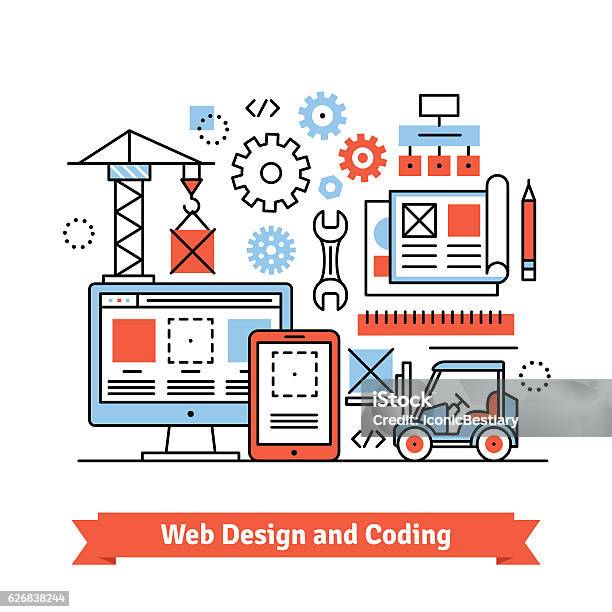 Designing With Coding Web And Mobile App Designing Coding Concept Stock Illustration ...