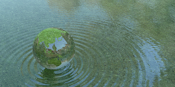 Green Globe On Water