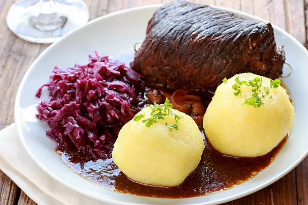 Beef roulade with red cabbage and dumplings