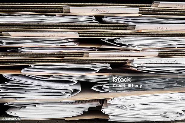 Paperwork Files Stock Photo - Download Image Now - File Folder, Filing Cabinet, Individuality