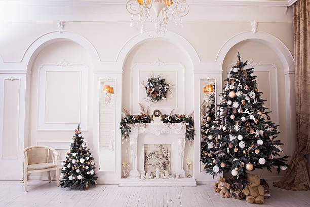 New Year time in white living room.