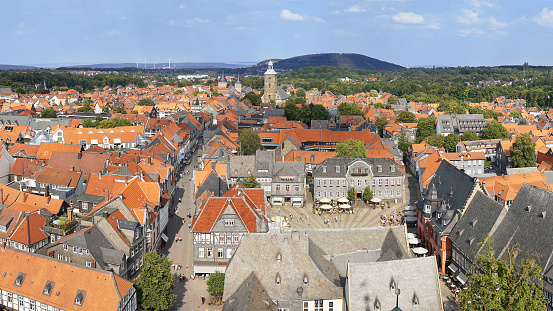 aerial view of historic town Goslar in Germany