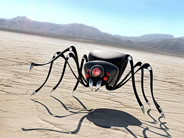 cyber nanobot spider spider robot in futuristic background robot spider stock pictures, royalty-free photos & images