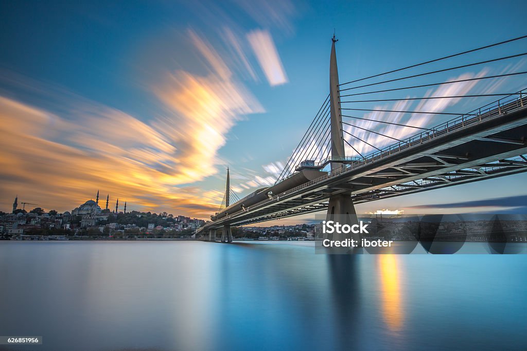 Golden Horn Metro Bridge Istanbul Bridge - Man Made Structure, City, Cityscape, Istanbul, Apartment Istanbul Stock Photo