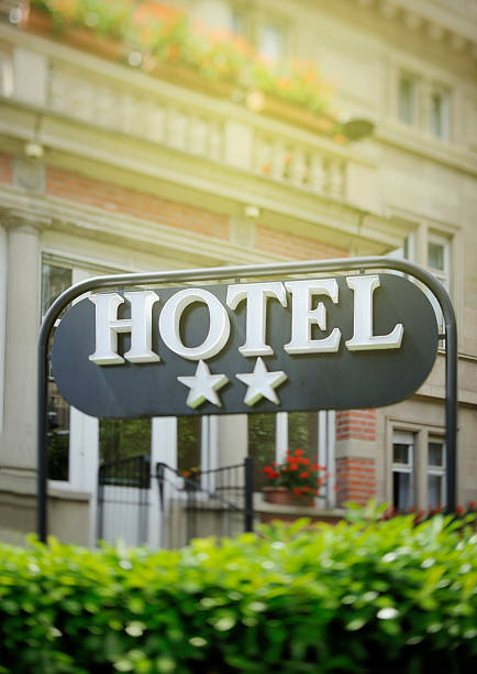 istock Hotel sign Two Stars on a sunny day 626853132