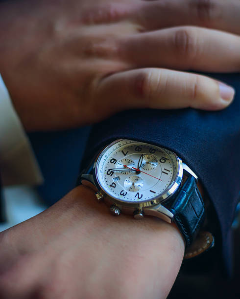 istock Man's watches on hand, close-up 626853436