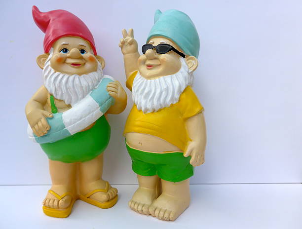 istock Two garden gnomes against a white background 626861906