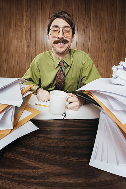 istock Cliche Office Salesman with Coffee 626865168
