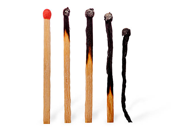 istock Closeup of several burnt matches 626865842