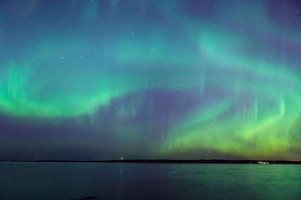 istock Northern lights over lake in finland 626868726