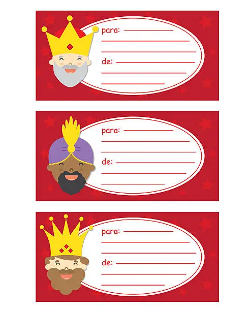 Vector illustration of Gift tags of the three orient kings