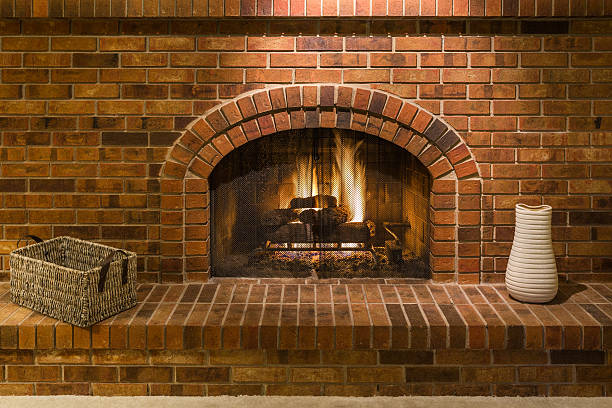 Fire Place with Brick Surround stock photo