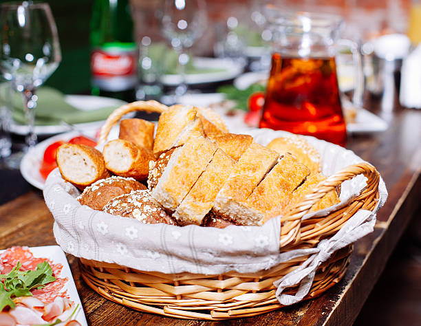 istock Bread in basket on the banquet table 626875148