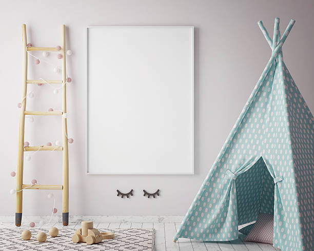 istock mock up poster frame in children room, scandinavian style 626876792
