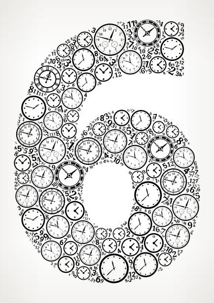 시간 및 시계 벡터 아이콘 패턴의 6번 - minute hand number 8 clock number 7 stock illustrations