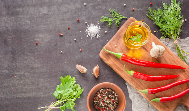 istock Parsley dill pepper and garlic in a dark wooden table 626901834