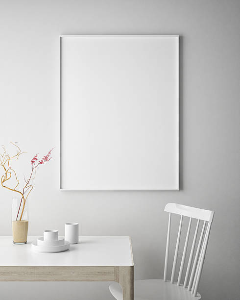 istock mock up blank poster on the wall, hipster living room 626901844