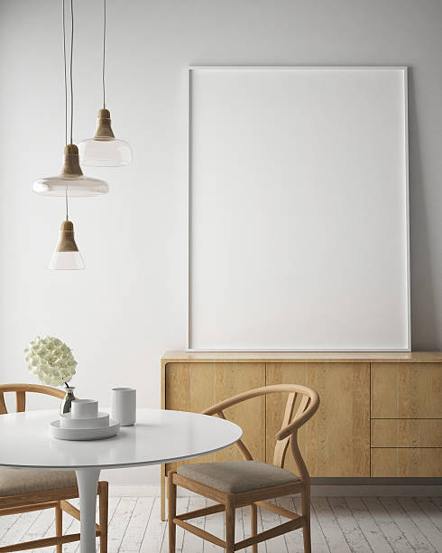 istock mock up blank poster on the wall, hipster living room 626901864