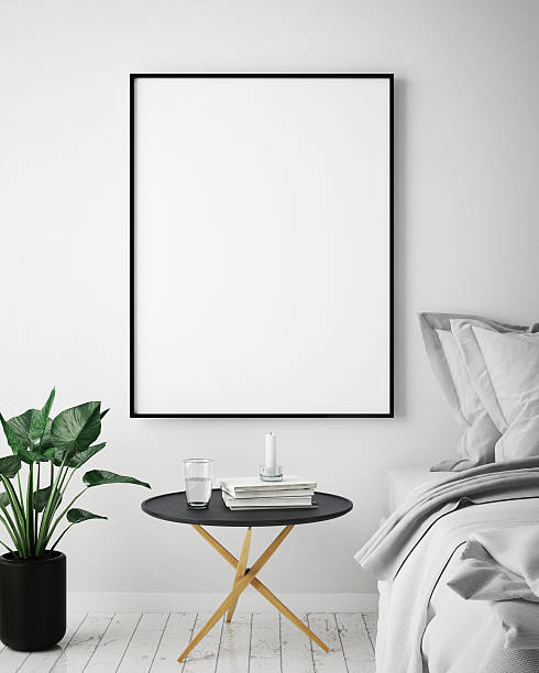 istock mock up blank poster on the wall, hipster living room 626902130