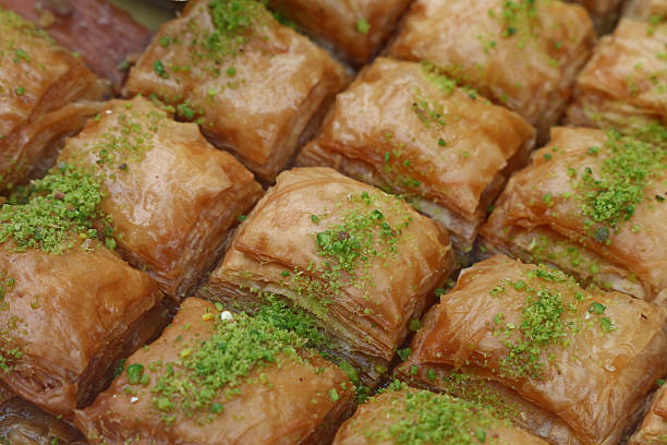 istock Baklava cookies in retail market display 626902256