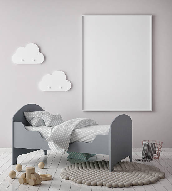 istock mock up poster frame in children room, scandinavian style interior 626902474
