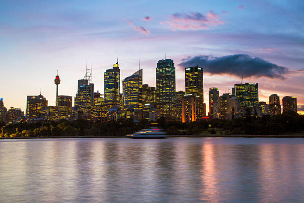 istock Night lights of Sydney skyscrapers 626905442