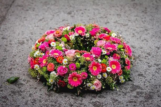 Colorful flower arrangement wreath for funeralsColorful flower arrangement wreath for funerals