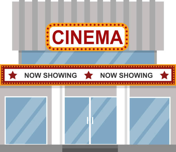 ilustrações de stock, clip art, desenhos animados e ícones de cinema building vector. - theater marquee illustrations