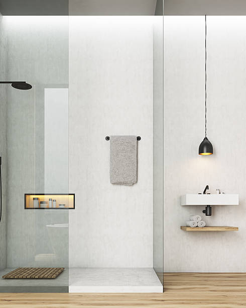 istock Bathroom and toilet interior with white walls 626907346