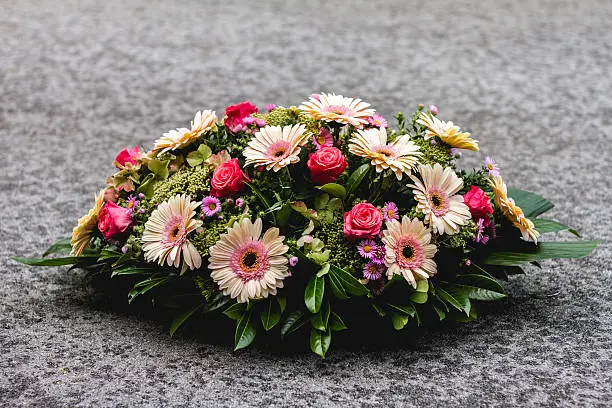 Colorful flower arrangement wreath for funerals